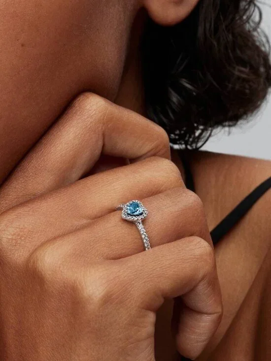 Pandora Elevated Light Blue Heart Ring - Picture 2 of 5